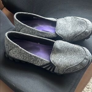 Skechers Gray and Black Loafers Comfortable Slip-On Flats